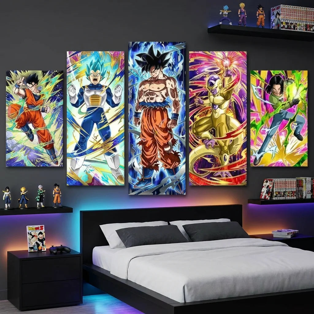Tableau manga Dragon Ball avec Goku Vegeta Freezer et C17