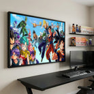 Tableau manga Dragon Ball avec héros et personnages emblématiques