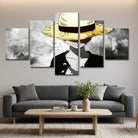 Tableau manga Luffy 5 parties pour fan de One Piece