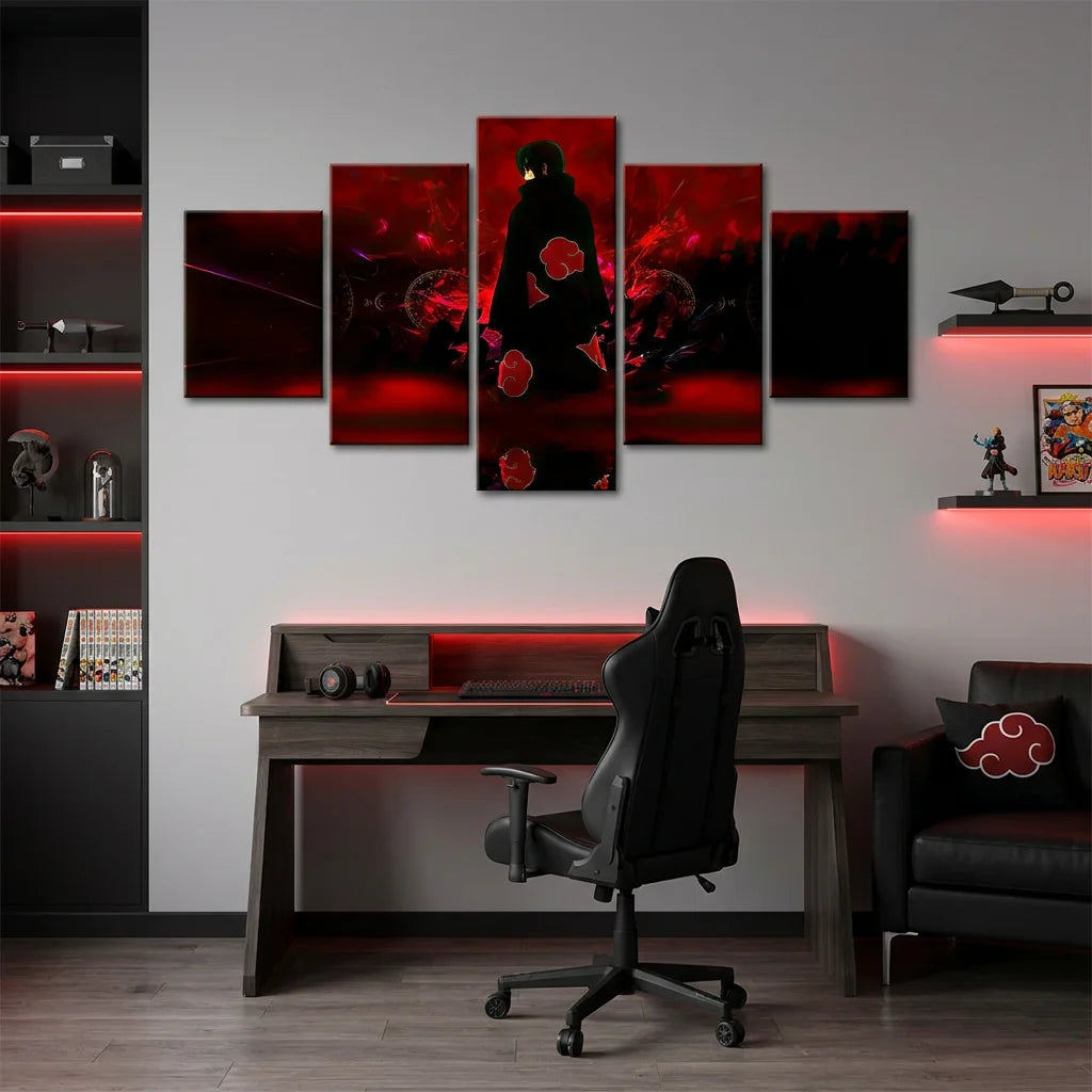 Tableau manga Naruto Akatsuki rouge et noir