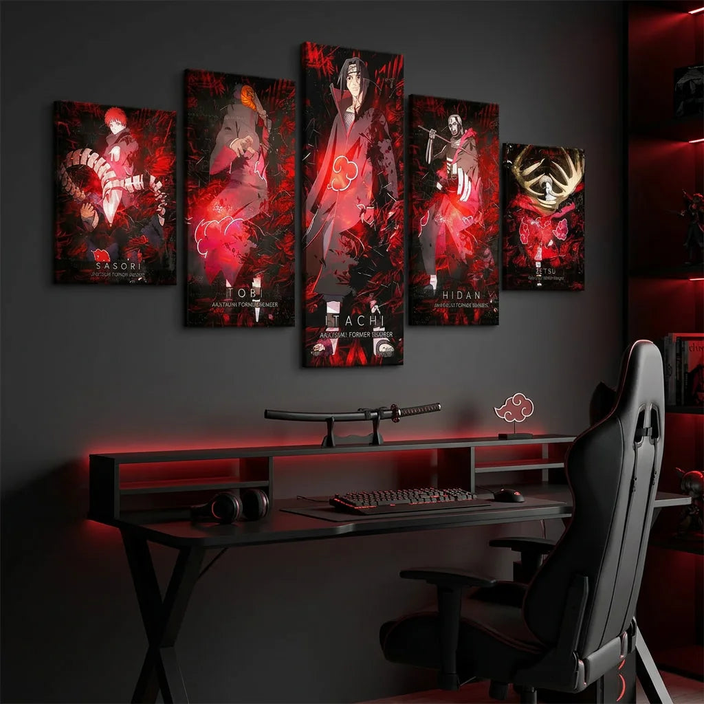 Tableau manga Naruto Akatsuki sur toile tendue