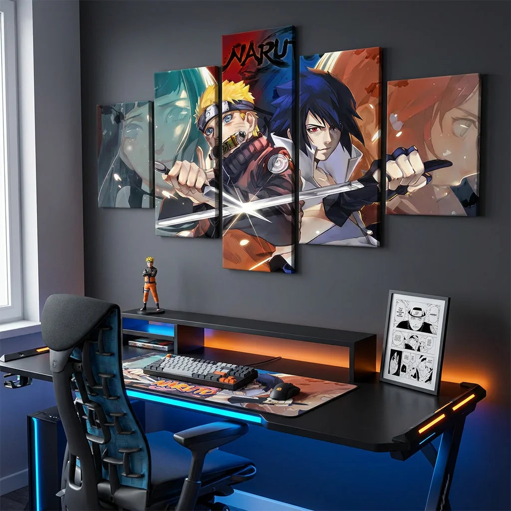 Tableau manga Naruto avec Naruto et Sasuke