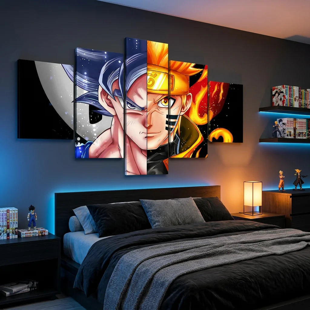 Tableau manga Naruto bleu et orange décoration murale