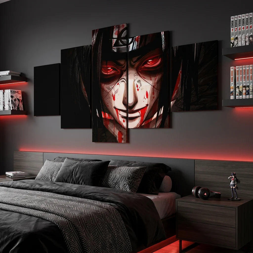 Tableau manga Naruto rouge et noir pour chambre geek