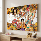 Tableau manga One Piece avec personnages et pièces d’or