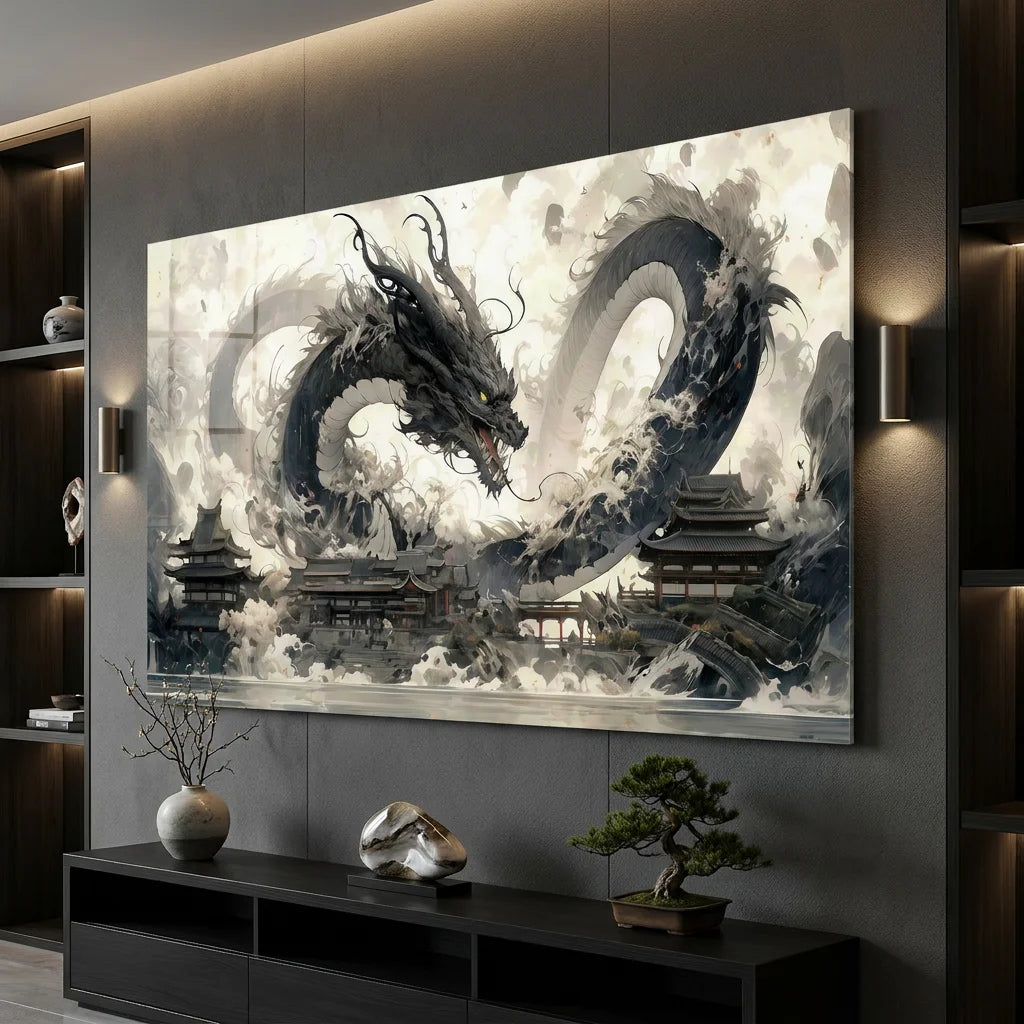 Tableau manga Shenron Sombre ambiance fantasy japonaise