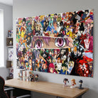 Tableau manga coloré avec héros d’anime japonais