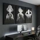 Tableau manga triptyque avec Goku Luffy et Naruto
