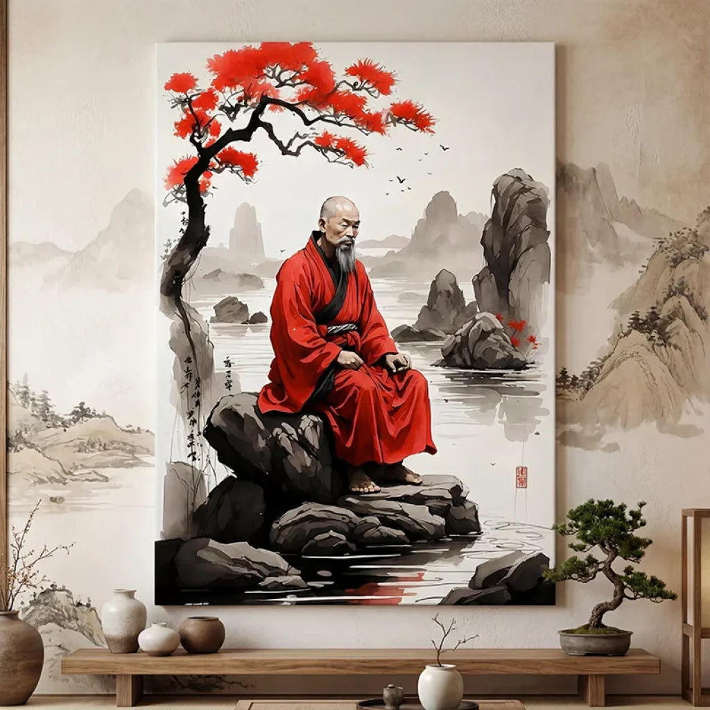 Tableau moine zen art japonais décoration murale