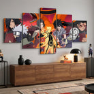 Tableau mural Naruto 5 panneaux style manga pour salon moderne