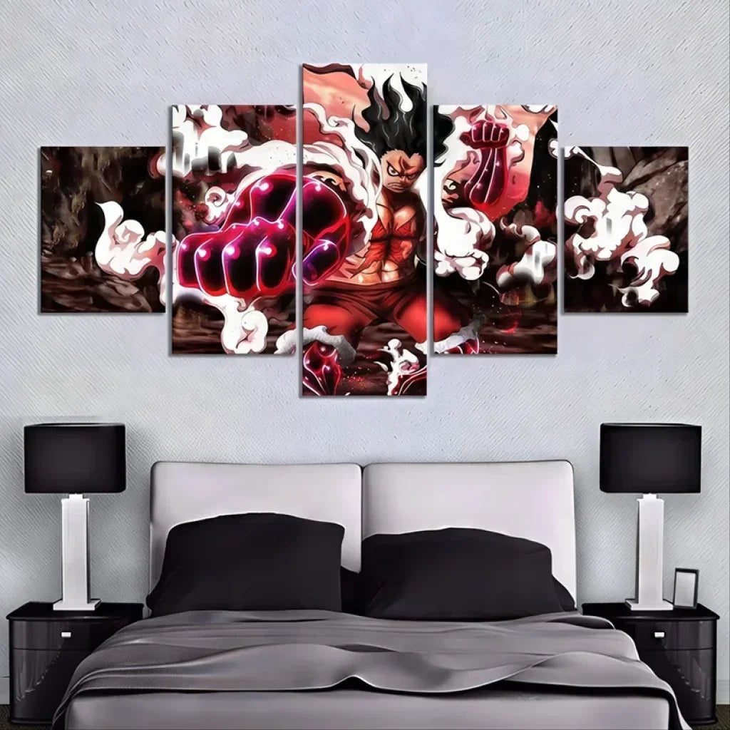 Tableau mural One Piece Gear Fourth rouge noir et blanc