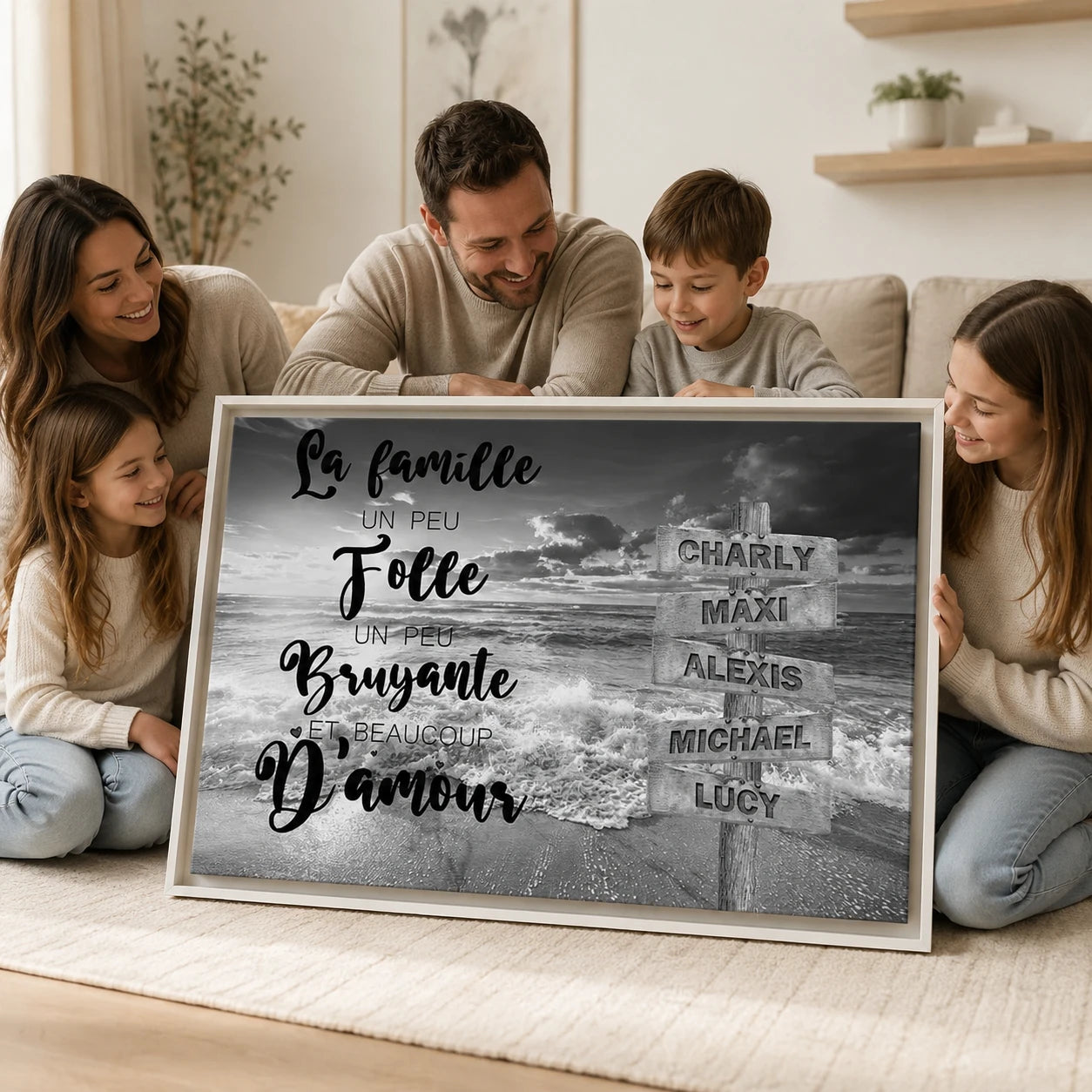 Tableau personnalisé La Mer avec cadre flottant blanc