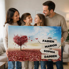 Tableau personnalisé avec prénoms de famille et arbre cœur rouge