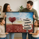 Tableau personnalisé familial avec cadre flottant noir