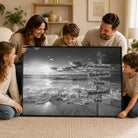 Tableau personnalisé plage avec cadre flottant noir