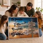 Tableau plage personnalisé avec message La famille un peu folle