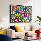 Tableau pop art Keith Haring Acrobats II dans un salon moderne