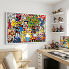 Tableau pop culture coloré inspiré comics manga et dessins animés