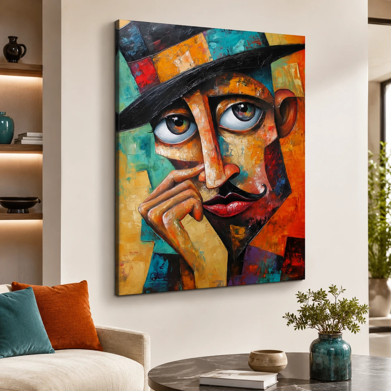 Tableau portrait moderne masculin aux couleurs vives