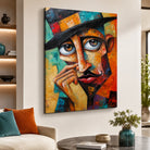 Tableau portrait moderne masculin aux couleurs vives