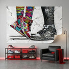 Tableau sneaker graffiti rouge noir et blanc