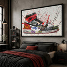 Tableau sneaker street art avec chaussure rouge et noire