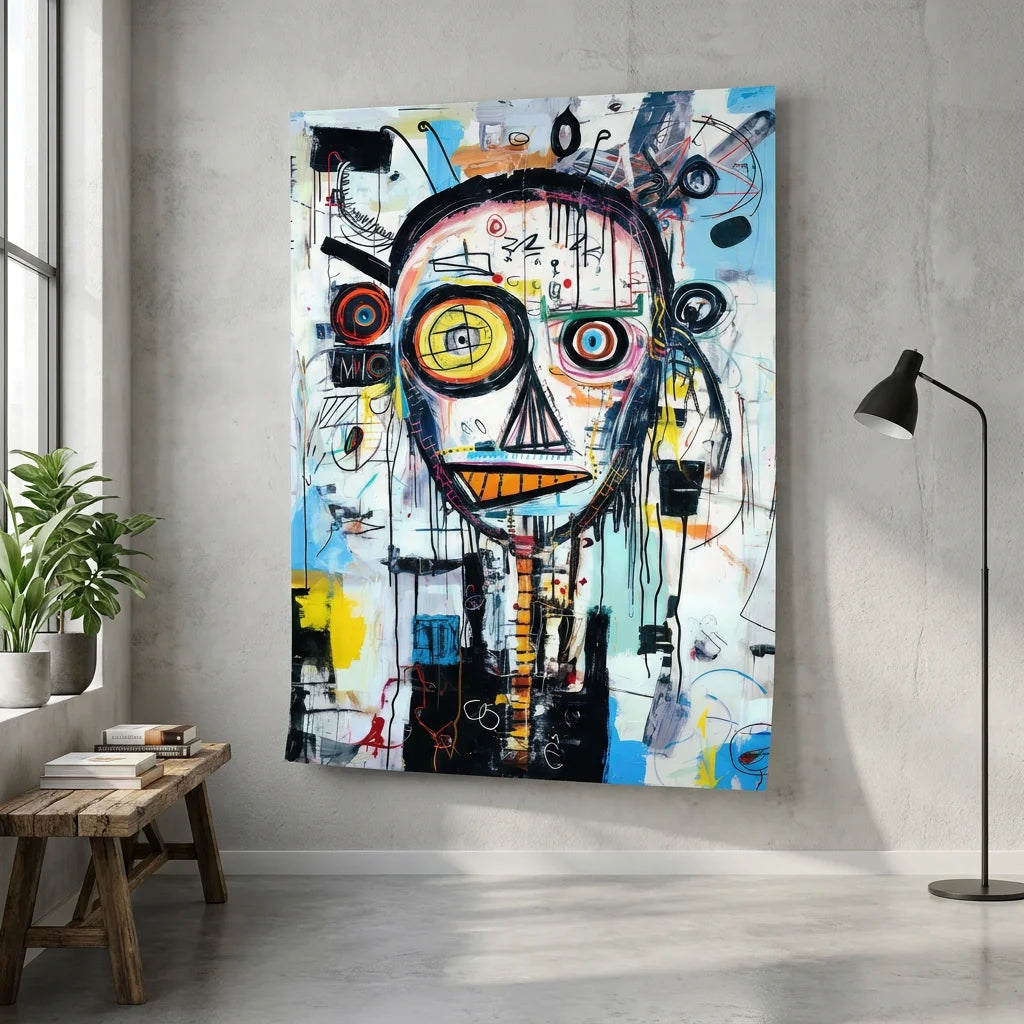 Tableau street art Basquiat avec composition expressive