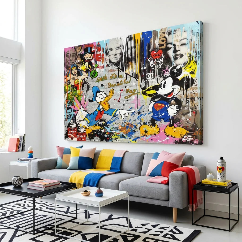Tableau street art Donald avec graffitis pop culture