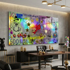 Tableau street art cartoon argent et luxe