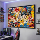 Tableau street art coloré inspiré comics manga et culture geek