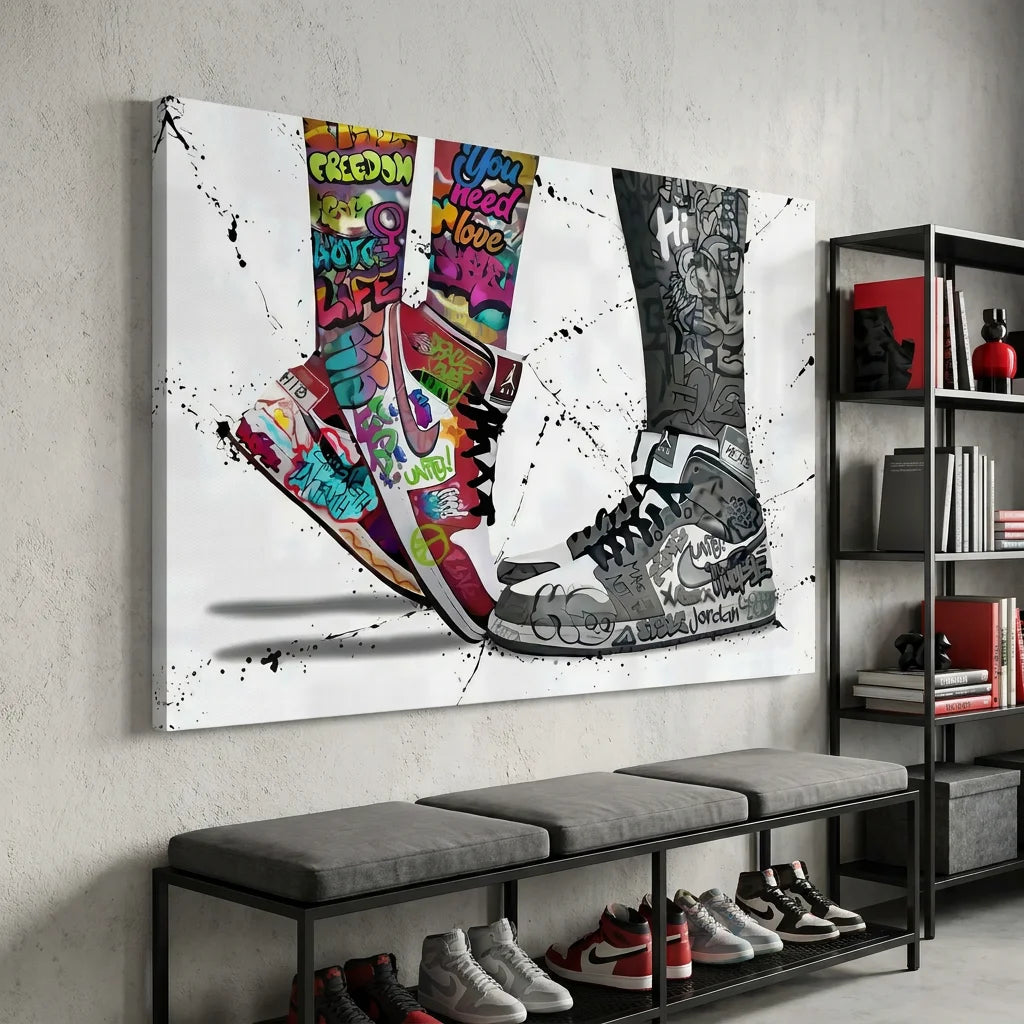 Tableau street art sneaker Nike Air coloré