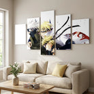 Tableau toile Naruto 5 parties avec Naruto enfant, Minato et Kakashi