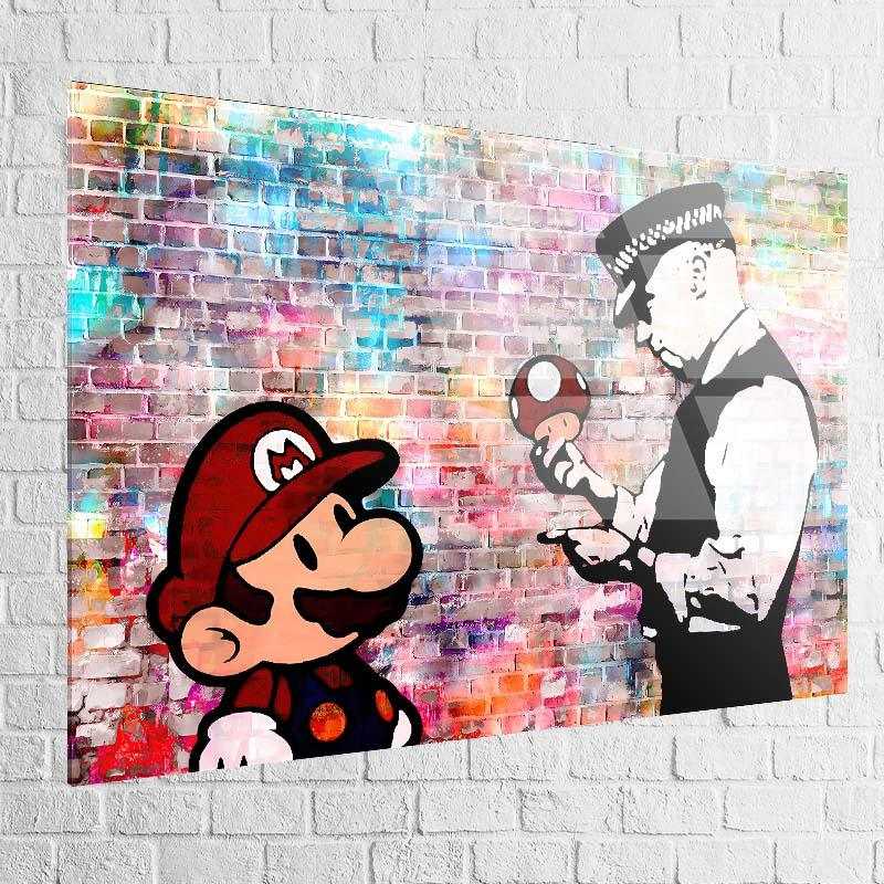 Tableau Banksy Mario et le policier - Montableaudeco