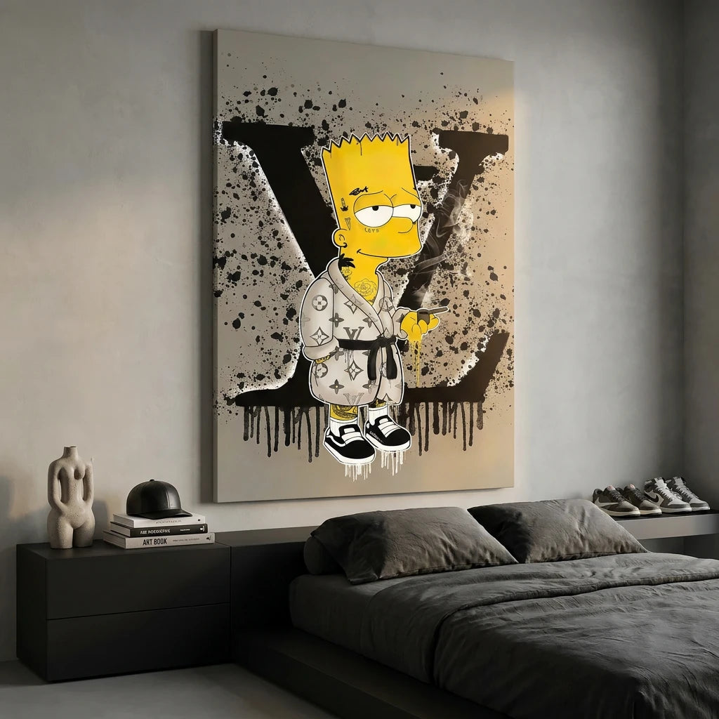 Tableau Bart Simpson Louis Vuitton - 40x60cm / Toile tendue sur châssis - Tableau Animation