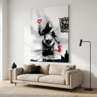 Toile murale Banksy Love Over Money ambiance urbaine