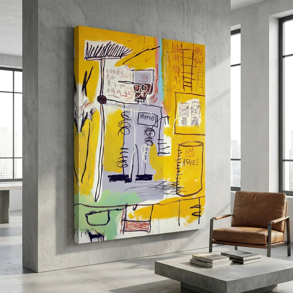 Tableau Basquiat Ashes 1981 - 40x60cm / Toile tendue sur châssis - Tableau Peintre