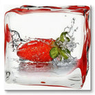 Tableau Cuisine Glaçons et Fruits - 40x40cm / Fraise / Toile tendue sur châssis - Tableau Cuisine