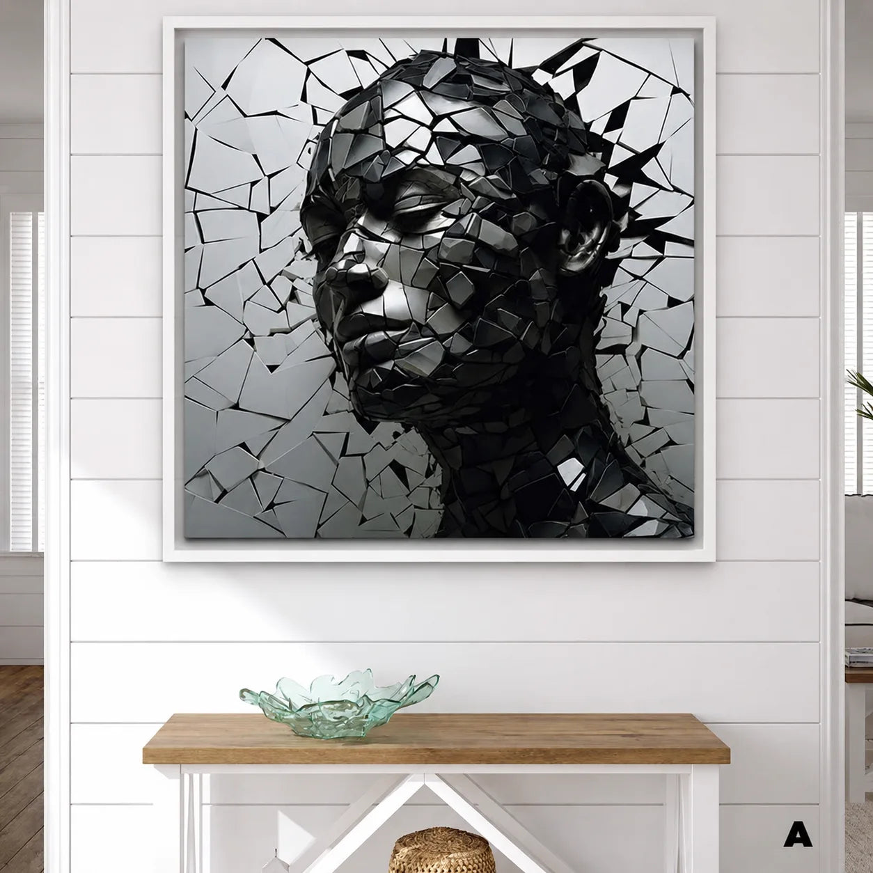 Tableau Moderne Femme Destruction - 40x40cm / Cadre Blanc / A - Tableau Moderne