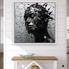 Tableau Moderne Femme Destruction - 40x40cm / Cadre Blanc / A - Tableau Moderne