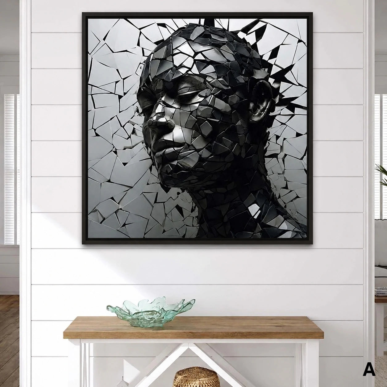 Tableau Moderne Femme Destruction - 40x40cm / Cadre noir / A - Tableau Moderne
