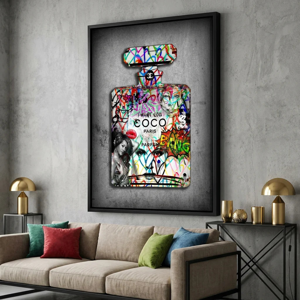 Tableau Street Art Chanel I Want You - 40x60cm / Cadre noir - Tableau Street Art