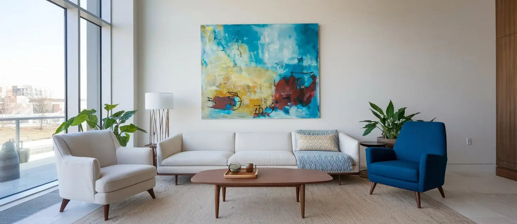 tableau origaux dans un beau salon contemporain