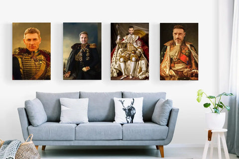 canapé gris en tissu avec pieds en bois et coussins blancs à rayures dans un article intitulé le tableau personnalisé une idée cadeau originale