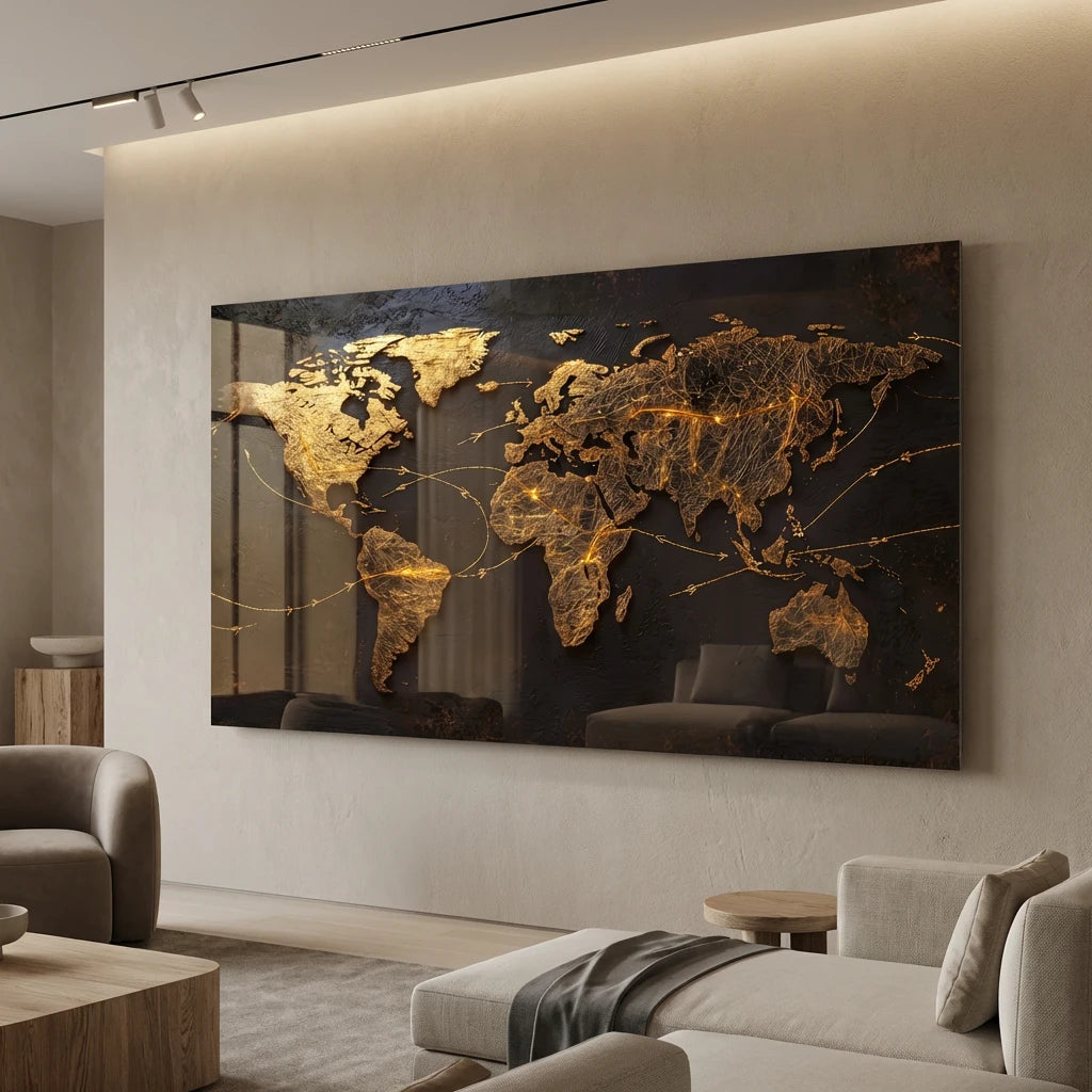 World Map Art Print - 16 x 32 in  Acrylic Glass Print  World Map Art Print
