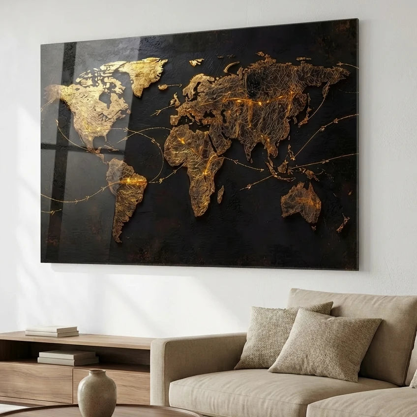 World Map Art Print - 40 x 60 in  Acrylic Glass Print  World Map Art Print
