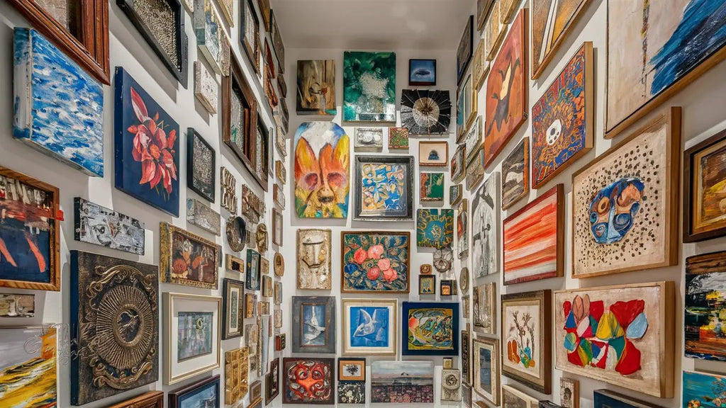 une collection vibrante de cadres dœuvres dart de tailles et styles variés orne les murs pour décorer la maison