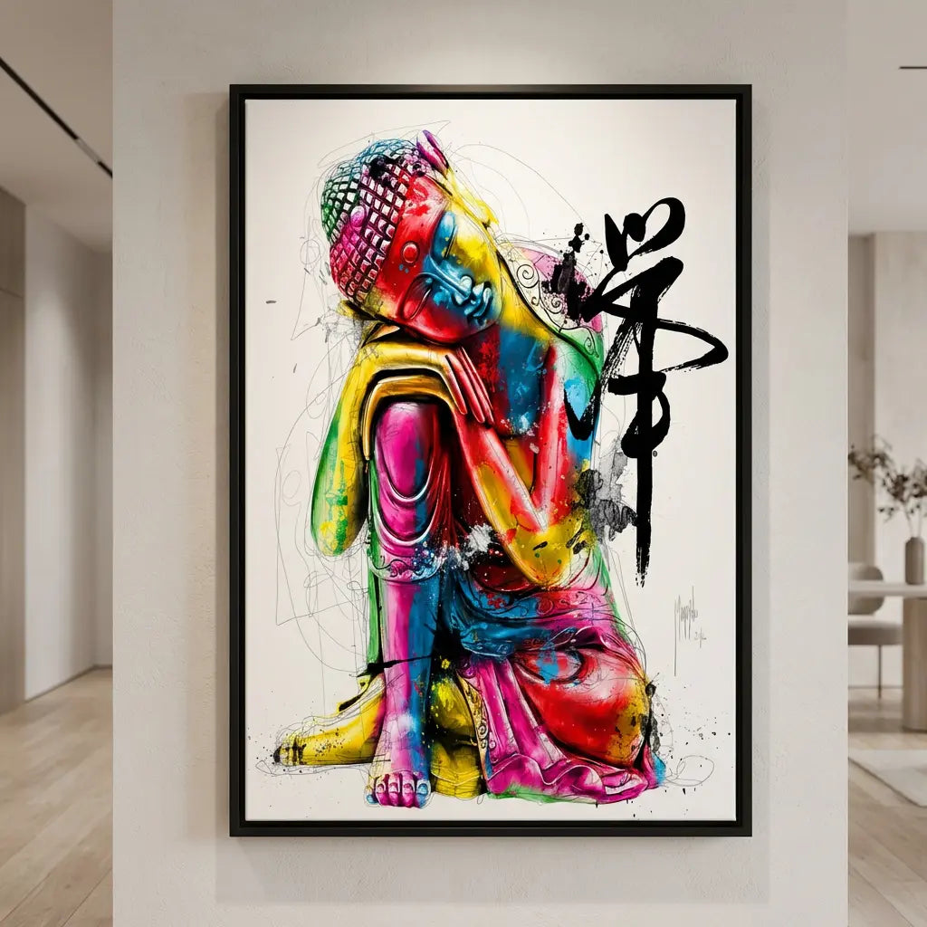 décoration murale bouddha zen couleurs vives