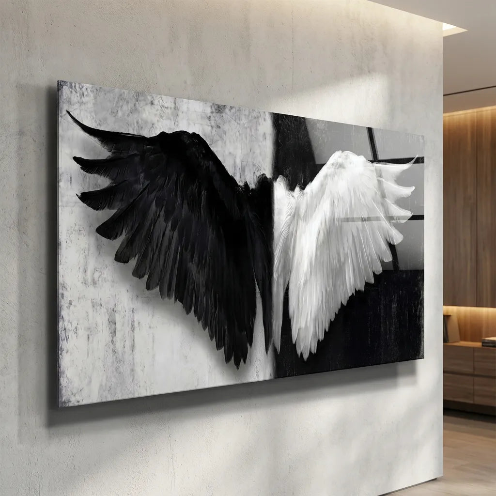 décoration murale moderne noir blanc salon élégant