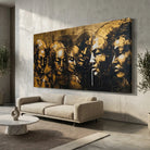 Tableau Contemporain Visages – Style Noir & Or - 40x80cm / Toile tendue sur châssis - Tableau Contemporain