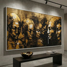 Tableau Contemporain Visages – Style Noir & Or - Tableau Contemporain